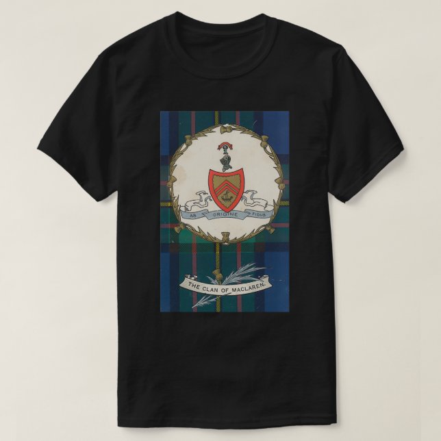 Clan MacLaren Vintag Tartan Wappen Abzeichen T-Shirt (Design vorne)