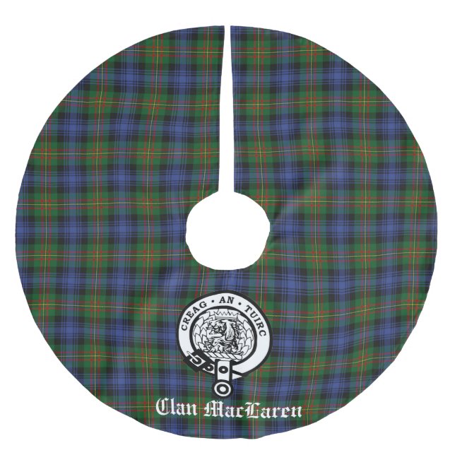 Clan MacLaren Wappen Abzeichen & Tartan Anpassbar Polyester Weihnachtsbaumdecke (Vorderseite)