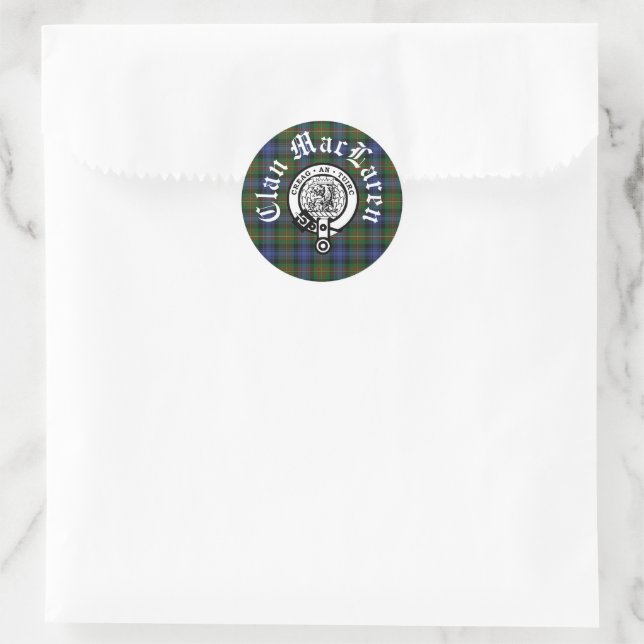 Clan MacLaren Wappen Abzeichen & Tartan Runder Aufkleber (Tasche)