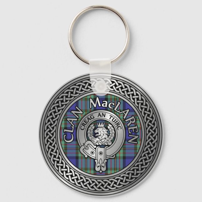 Clan MacLaren Wappen & Tartan Knot Schlüsselanhänger (Vorderseite)