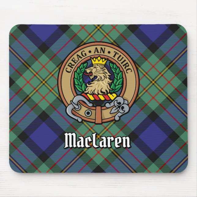 Clan MacLaren Wappen über Tartan Mousepad (Vorne)