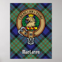 Clan MacLaren Wappen über Tartan