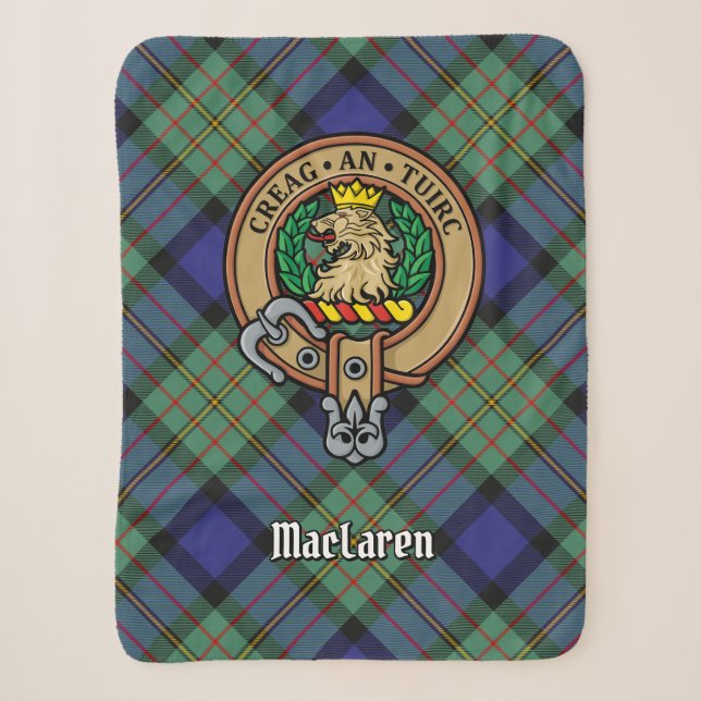 Clan MacLaren Wappen über Tartan Sherpadecke (Vorderseite)
