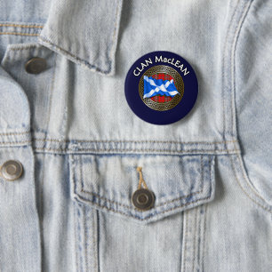 Clan MacLean Tartan Knot & Flag Button