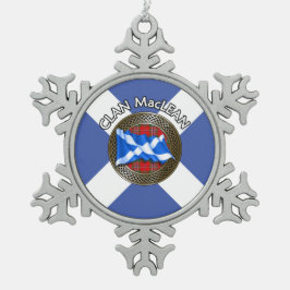 Clan MacLean Tartan Knot & Flag Schneeflocken Zinn-Ornament