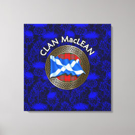 Clan MacLean Wappen & Tartan Knot on Thistle Leinwanddruck