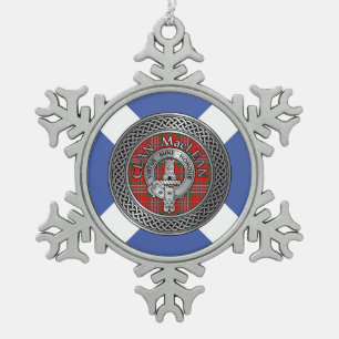 Clan MacLean Wappen & Tartan Knot Schneeflocken Zinn-Ornament