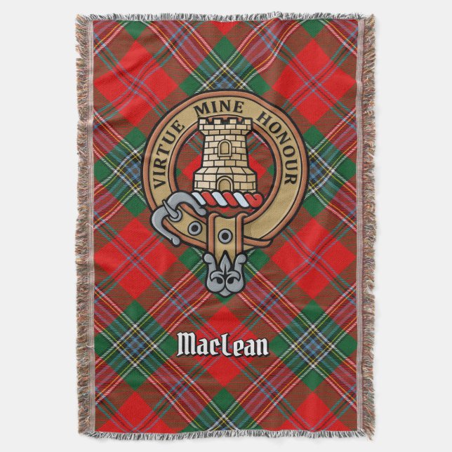 Clan MacLean-Wappen über Tartan Decke (Vorderseite Vertikal)