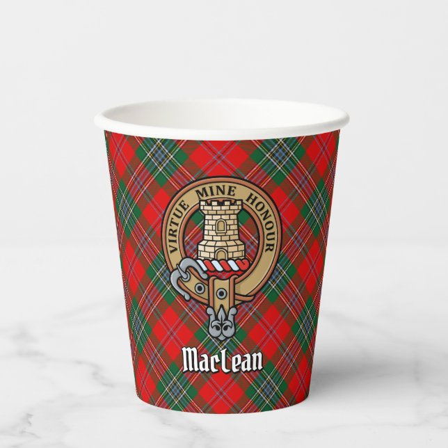 Clan MacLean Wappen über Tartan Pappbecher (Vorderseite)