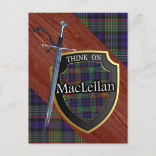 Clan MacLellan Tartan Sword & Shield Postkarte