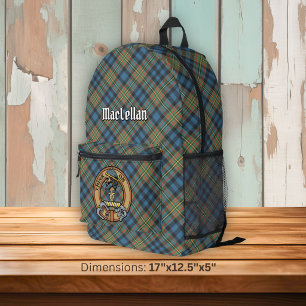 Clan MacLellan Wappen über altem Tartan Bedruckter Rucksack