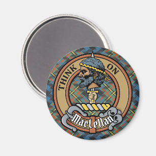 Clan MacLellan-Wappen über altem Tartan Magnet