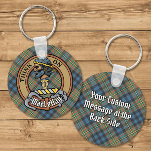 Clan MacLellan Wappen über altem Tartan Schlüsselanhänger