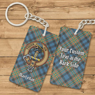 Clan MacLellan Wappen über altem Tartan Schlüsselanhänger