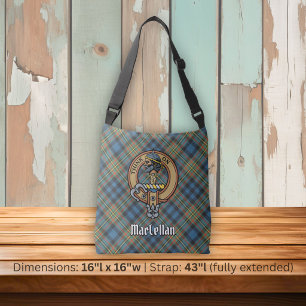 Clan MacLellan-Wappen über altem Tartan Tragetaschen Mit Langen Trägern