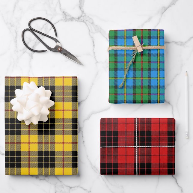 Clan MacLeod Lewis Harris Raasay Tartan Combo Geschenkpapier Set (Vorderseite)