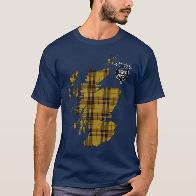 Clan MacLeod 'Snuffbox' Tartan Karte & Wappen T -  T-Shirt (Vorderseite)