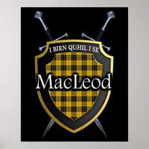 Clan MacLeod Tartan Scottish Shield & Schwerter Poster