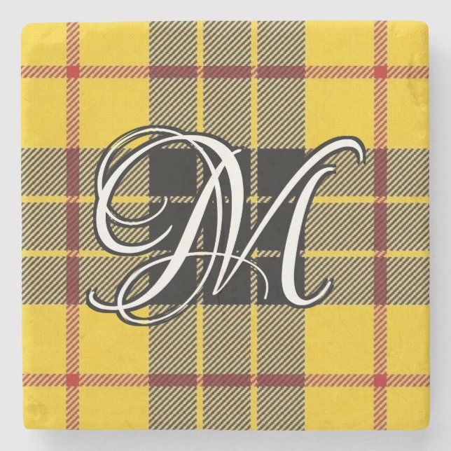 Clan MacLeod von Lewis Tartan Custom Monogram Steinuntersetzer (Vorderseite)