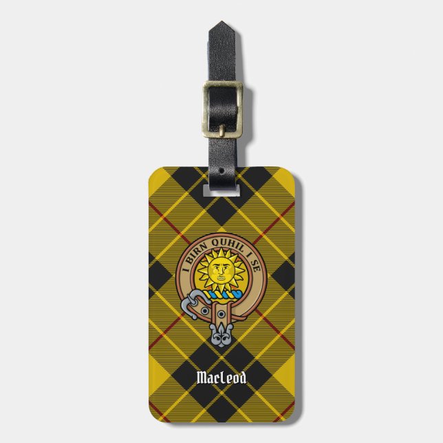 Clan MacLeod von Lewis Wappen über Tartan Gepäckanhänger (Vorderseite vertikal)