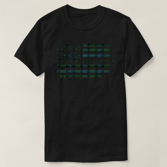 Clan MacLeod von Skye Scottish tartan, USA Flaggen T-Shirt (Design vorne)