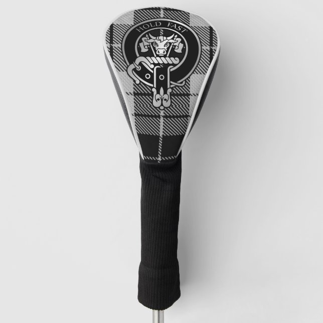 Clan MacLeod Wappen & Black & White Tartan Golf He Golf Headcover (Vorderseite)