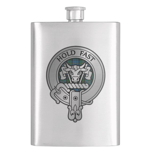 Clan MacLeod Wappen & Hunting Tartan Flachmann (Vorderseite)