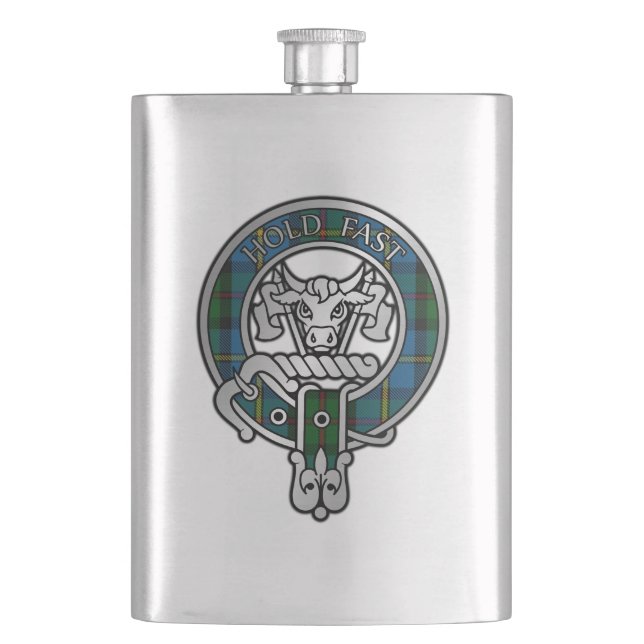 Clan MacLeod Wappen & Jagd Tartan Flask Flachmann (Vorderseite)