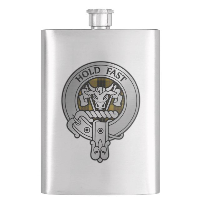 Clan MacLeod Wappen & Tartan Flachmann (Vorderseite)