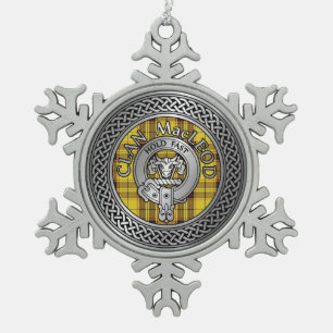 Clan MacLeod Wappen & Tartan Knot Schneeflocken Zinn-Ornament
