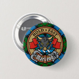 Clan MacLeod Wappen über Jagd Tartan Button