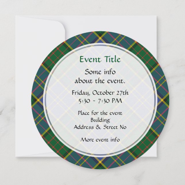Clan MacMillan Hunting Tartan Einladung (Rückseite)