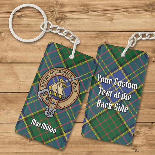 Clan MacMillan Wappen über die Jagd auf Tartan Schlüsselanhänger (Von Creator hochgeladen)