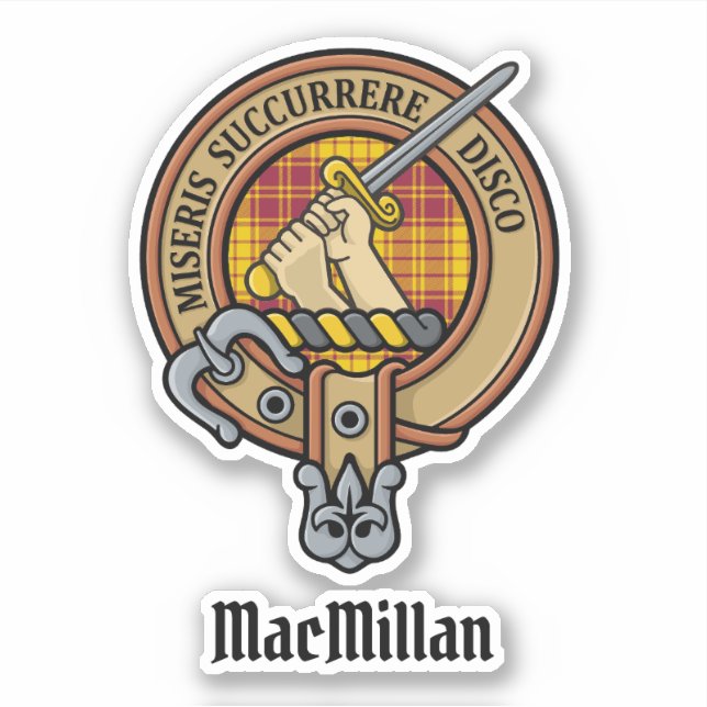 Clan MacMillan Wappen über Dress Tartan Aufkleber (Vorderseite)