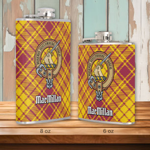 Clan MacMillan Wappen über Dress Tartan Flachmann