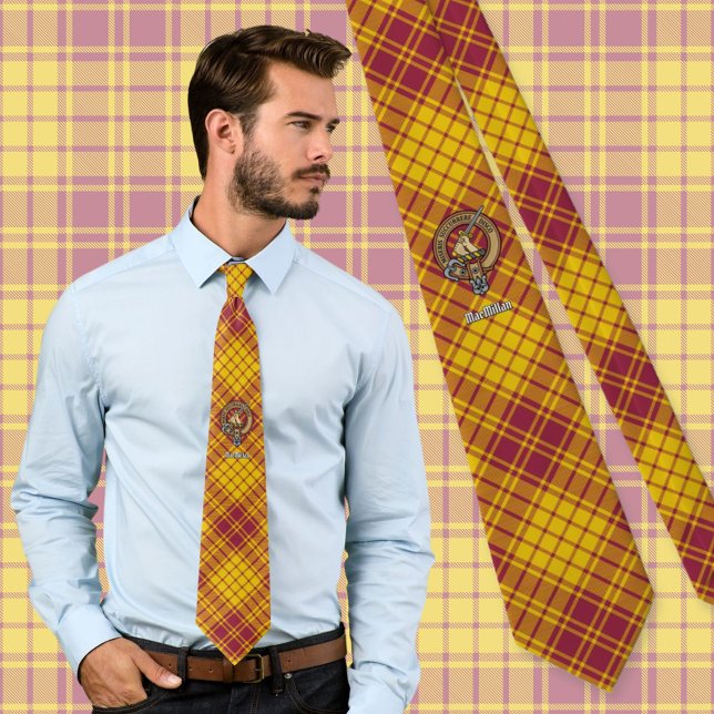 Clan MacMillan Wappen über Dress Tartan Krawatte (Von Creator hochgeladen)