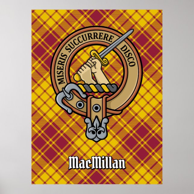 Clan MacMillan Wappen über Dress Tartan Poster (Vorne)