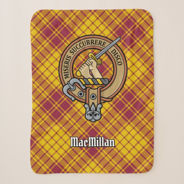 Clan MacMillan Wappen über Dress Tartan Sherpadecke (Vorderseite)