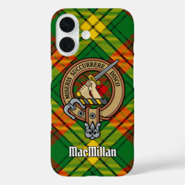 Clan MacMillan Wappen über Tartan iPhone 16 Hülle
