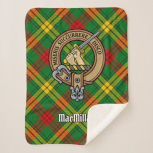 Clan MacMillan Wappen über Tartan Sherpadecke
