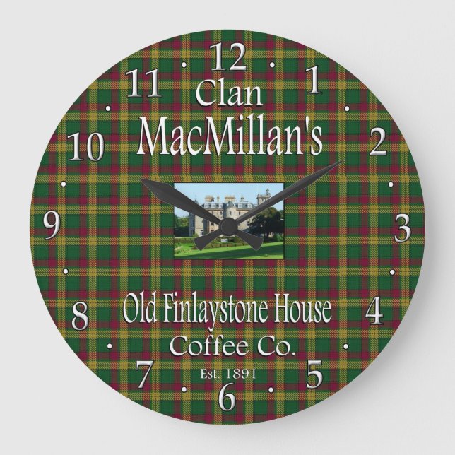 Clan MacMillan's Old Finlaystone House Coffee Co. Große Wanduhr (Vorderseite)