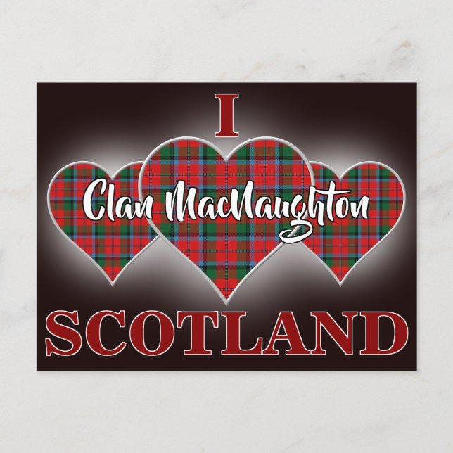 Clan MacNaughton I Liebe Schottland Tartan Herz Postkarte (Vorderseite)