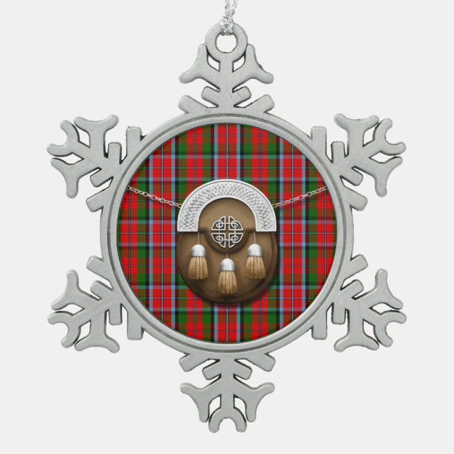 Clan MacNaughton Tartan und Sporran Schneeflocken Zinn-Ornament (Vorderseite)