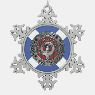 Clan MacNeacail   MacNicol Wappen & Tartan Knot Schneeflocken Zinn-Ornament