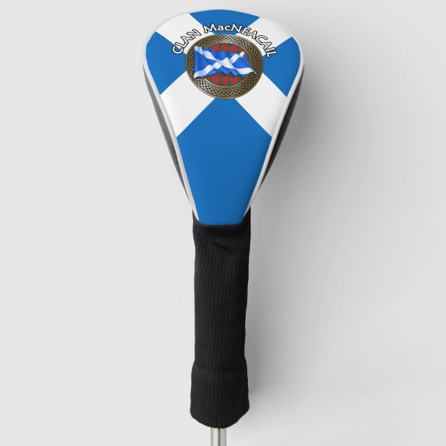 Clan MacNeacail Tartan Knot & Flag Golf Headcover (Vorderseite)