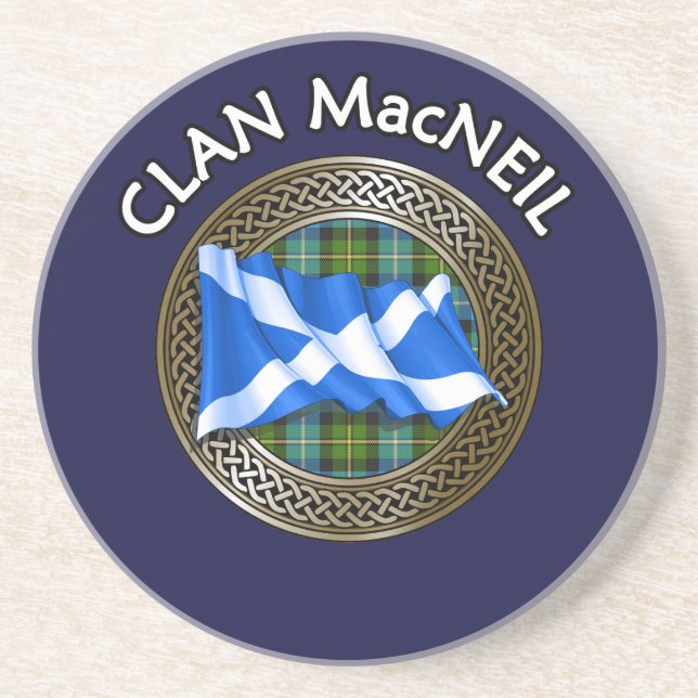 Clan MacNeil Tartan Knot & Flag Getränkeuntersetzer (Vorne)