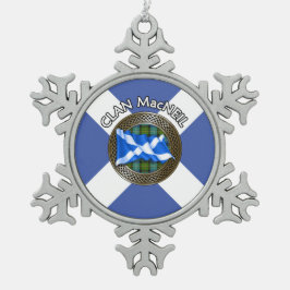 Clan MacNeil Tartan Knot & Flag Schneeflocken Zinn-Ornament