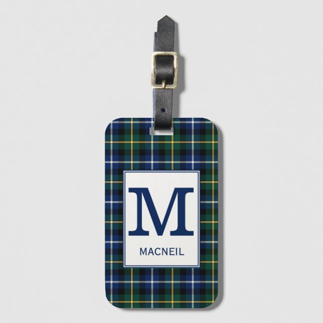 Clan MacNeil Tartan Mit Monogramm Gepäckanhänger (Vorderseite Vertikal)