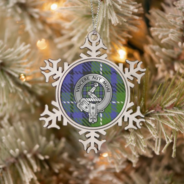 Clan MacNeill von Gigha Wappen & Tartan Snowflake  Schneeflocken Zinn-Ornament (Baum)