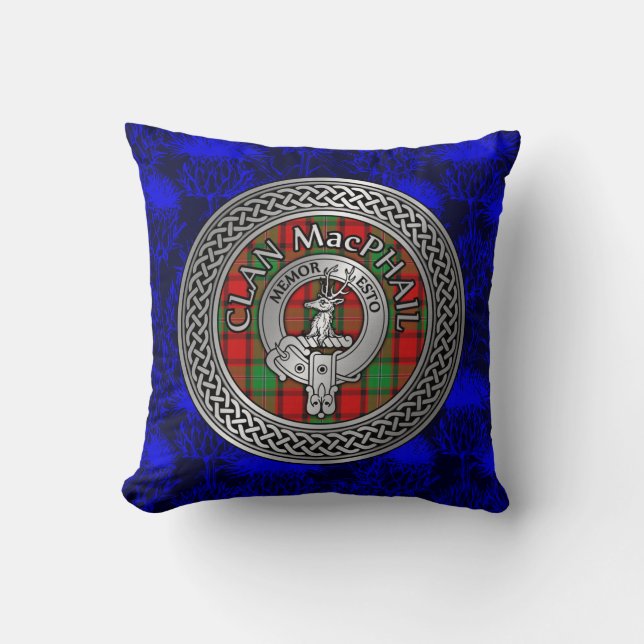 Clan MacPhail Wappen & Tartan Knot Kissen (Vorderseite)